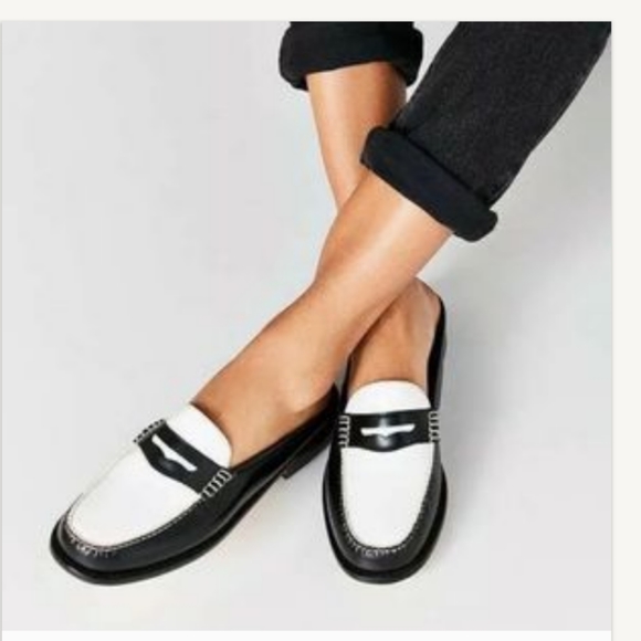 gh bass black and white loafers
